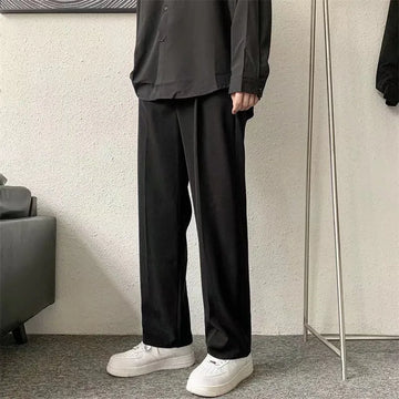Brown/Black Suit Pants Men Fashion Society Mens Dress Pants Korean Loose Straight Casual Pants Mens Office Formal Trousers S-3XL aidase-shop